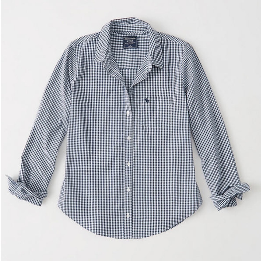 Abercrombie and Fitch navy gingham button down